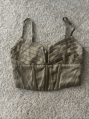 Olive Green Structured Bustier Crop Top